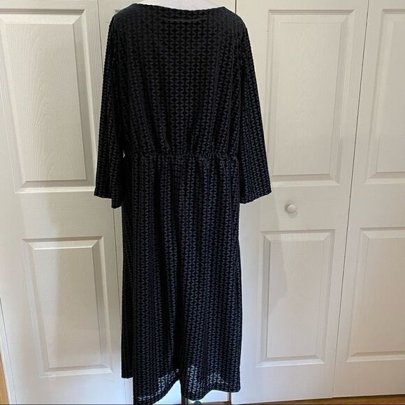 Woman Within Black Floral Embossed Textured Dress - Picture 6 of 8